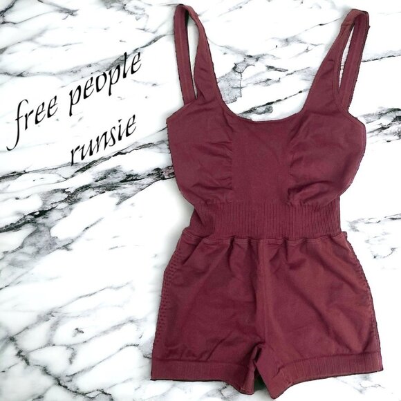 Free People Good Karma Runsie Red Purple Wine XS S - Picture 2 of 14